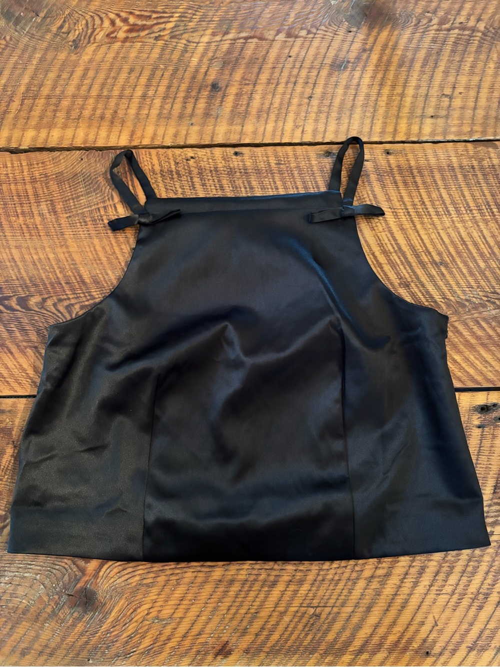 NWT Satin High-Neck Black Crop Tank Top